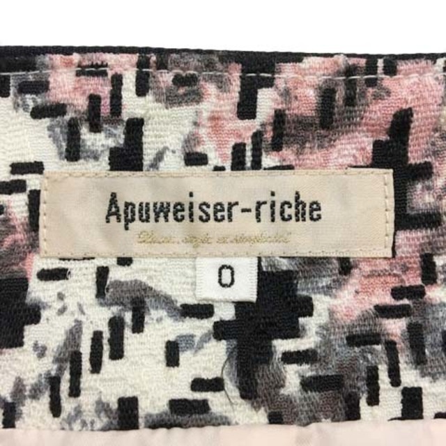 Apuweiser-riche(アプワイザーリッシェ)のアプワイザーリッシェ スカート タイト 膝丈 ジャガード 総柄 0 ピンク 黒 レディースのスカート(ひざ丈スカート)の商品写真