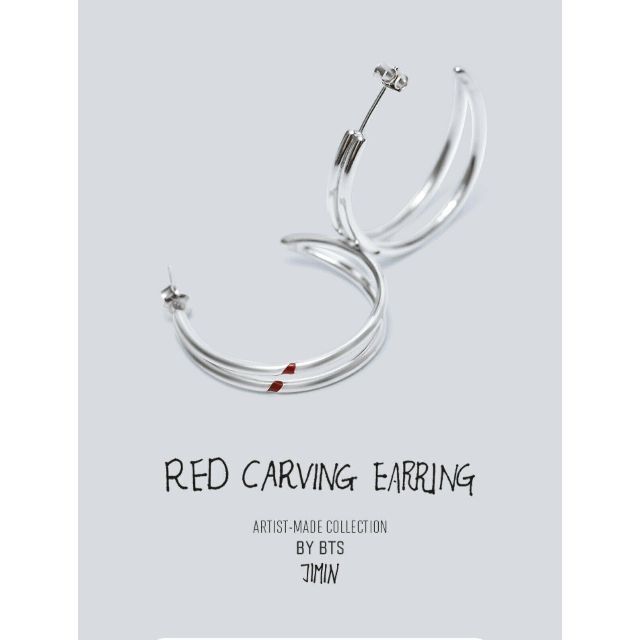 防弾少年団(BTS)(ボウダンショウネンダン)のJIMIN RED CARVING EARRING ジミン ピアス 正規品 エンタメ/ホビーのタレントグッズ(アイドルグッズ)の商品写真