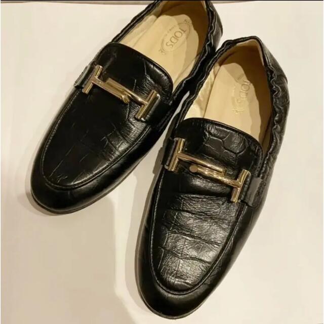 美品　トッズ　TOD'S  クロコ　ローファー　パンプス　36