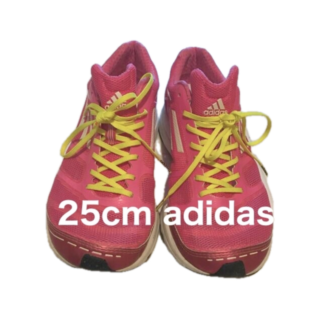 adidas(アディダス)の美品　adidas 25cm ランニングシューズ　ピンク✖️イエロー レディースの靴/シューズ(スニーカー)の商品写真