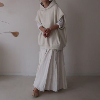 アギュー(ARGUE)のARGUE  LINEN WASHABLE FLARE-SKIRT/WHITE(ロングスカート)