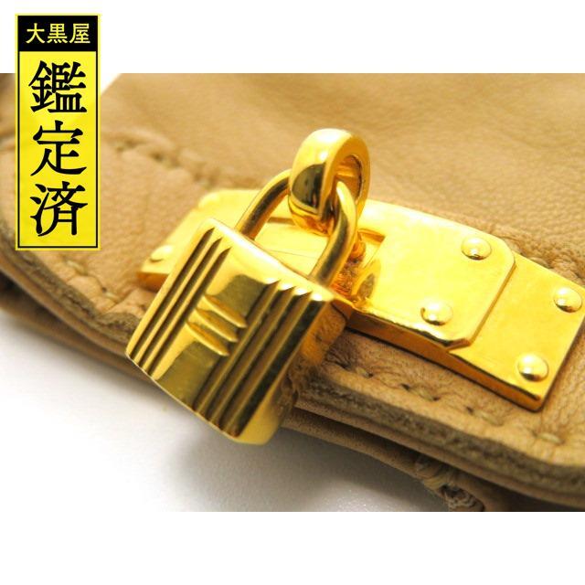 Hermes(エルメス)のエルメス ケリーグローブ ベージュ ゴールド金具 ラムスキン【460】 レディースのファッション小物(手袋)の商品写真