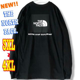 ザノースフェイス(THE NORTH FACE)の黒 & 黒 ☆ 新品 ノースフェイス BOXロンT 黒 3XL ~ 4XL(Tシャツ/カットソー(七分/長袖))