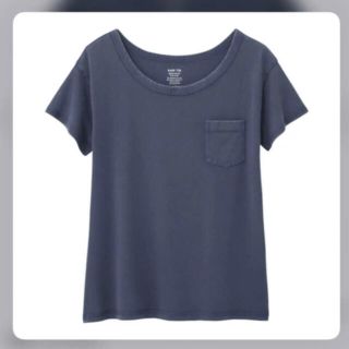 ジーユー(GU)のTシャツ ブルー　ダメージ加工(Tシャツ(半袖/袖なし))