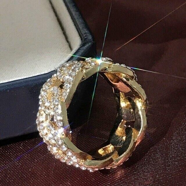 a63 ゴールド ラインストーン メンズ チェーン 指輪 ラッパー メンズのアクセサリー(リング(指輪))の商品写真