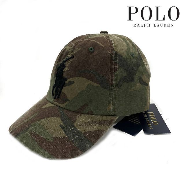 POLO RALPH LAUREN(ポロラルフローレン)のポロ ラルフローレン キャップ 帽子 ビッグポニー 迷彩 緑 190131 メンズの帽子(キャップ)の商品写真