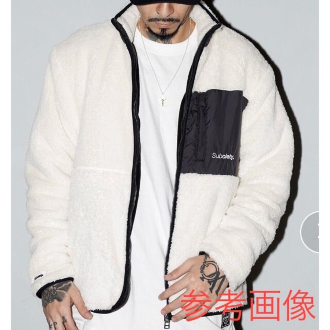 ポリエステル100%裏地XL 新品 Subciety ボアフリースジャケット アイボリー ボアジャケット