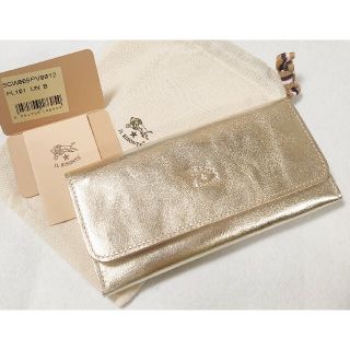 美品IL BISONTE イルビゾンテ二つ折り財布 GOLDプラチナゴールド