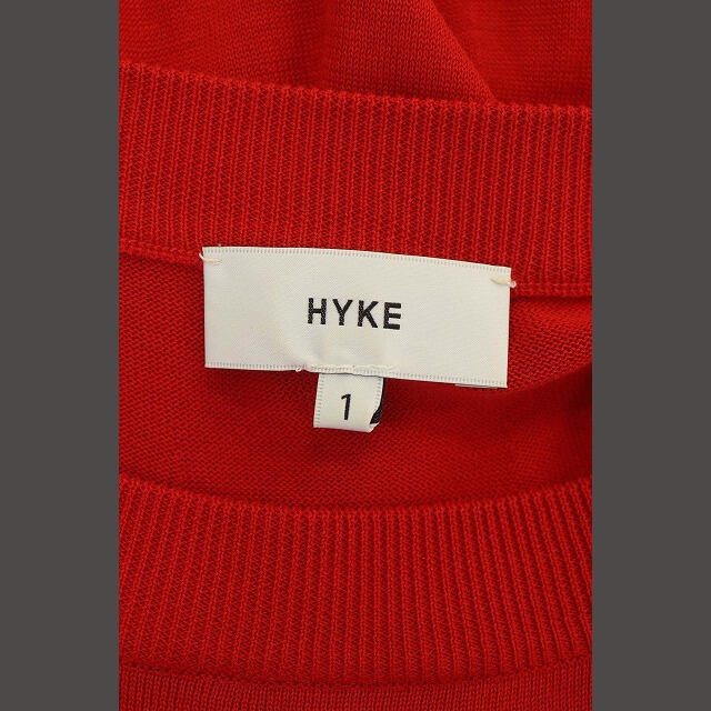 HYKE(ハイク)のハイク HYKE サイドスリットニットワンピース ロング 七分袖 1 赤 レッド レディースのワンピース(ロングワンピース/マキシワンピース)の商品写真