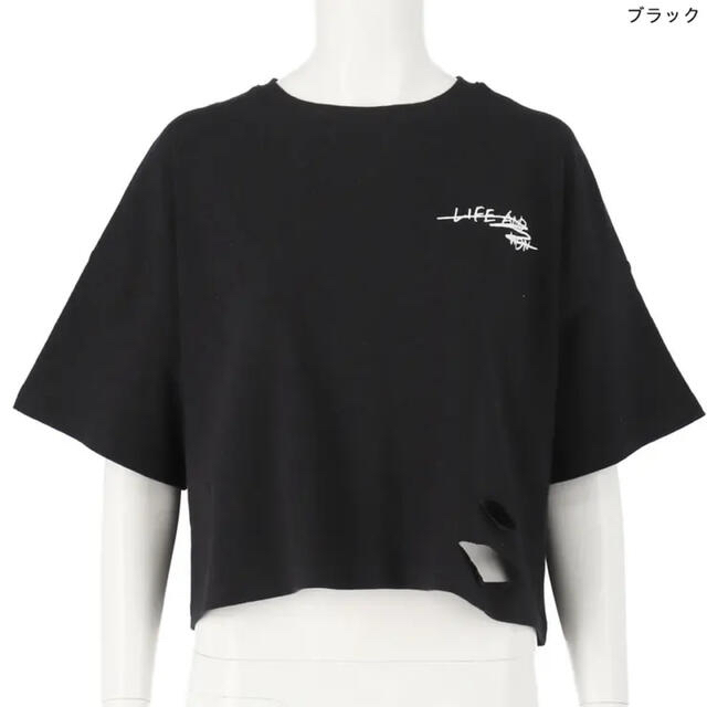 ANAP(アナップ)のプリントクロップドダメージTシャツ レディースのトップス(Tシャツ(半袖/袖なし))の商品写真