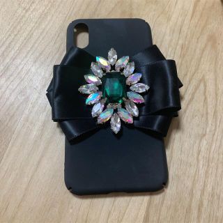 iPhonexs ケース iPhoneケース リボン ビジュー ハンドメイド(iPhoneケース)