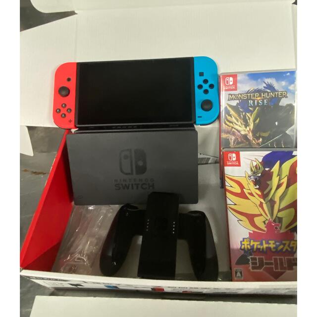 任天堂Switch 新型 ポケモン、モンハン付き ネオンカラー家庭用ゲーム機本体