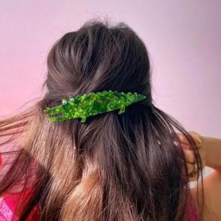 ロンハーマン(Ron Herman)のChunks ヘア バレッタ Green alligator (バレッタ/ヘアクリップ)