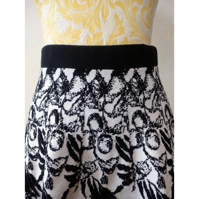 LE CIEL BLEU(ルシェルブルー)のルシェルブルー  ロングスカート  白黒 サイズ 38  ウエストゴム レディースのスカート(ロングスカート)の商品写真