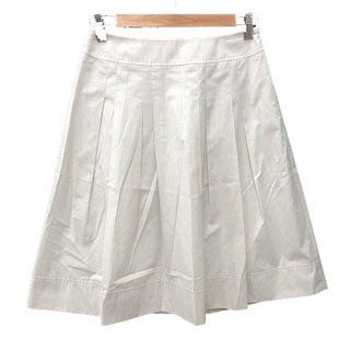 インディヴィ(INDIVI)のインディヴィ INDIVI プリーツスカート ひざ丈 38 白 オフホワイト(ひざ丈スカート)