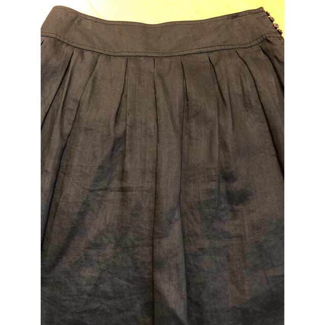 MUJI (無印良品)(ムジルシリョウヒン)の無印良品　リネン スカート　ブラック　ミドル丈　M レディースのスカート(ひざ丈スカート)の商品写真