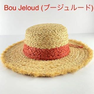 ブージュルード(Bou Jeloud)の新品 麦わら帽子 ぼうし レッド ブージュルード Bou Jeloud ハット(麦わら帽子/ストローハット)