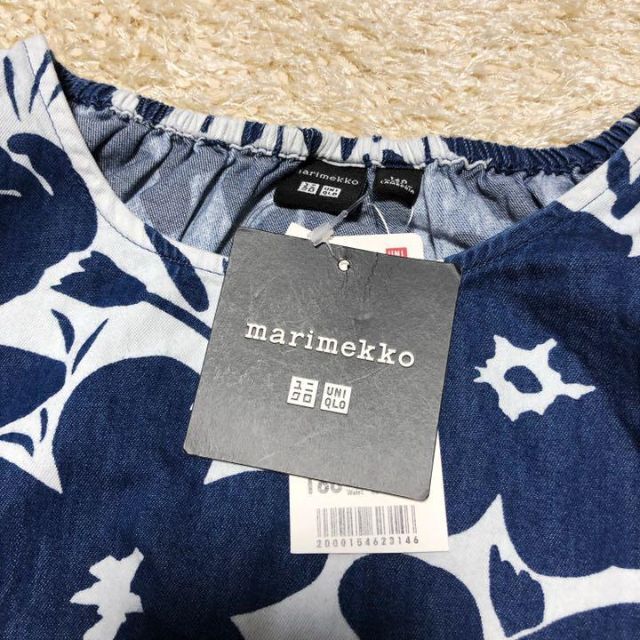 marimekko(マリメッコ)の海外限定 未使用♡マリメッコ×ユニクロ ギャザーワンピース 160 小柄な女性も レディースのワンピース(ひざ丈ワンピース)の商品写真