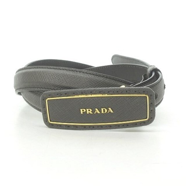 PRADA(プラダ)のプラダ PRADA ロゴバックル ベルト ゴールド金具 グレージュ 34/85 レディースのファッション小物(ベルト)の商品写真