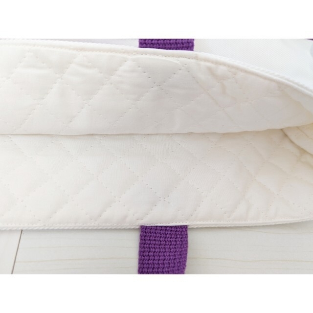 リボン・チュール付　入園バッグ3点セット　白✕パープル　紫 ハンドメイドのキッズ/ベビー(バッグ/レッスンバッグ)の商品写真