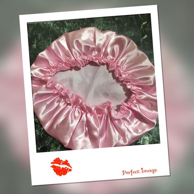 ナイトキャップ天然シルクフリーサイズロング対応可愛いピンク色 コスメ/美容のヘアケア/スタイリング(ヘアケア)の商品写真