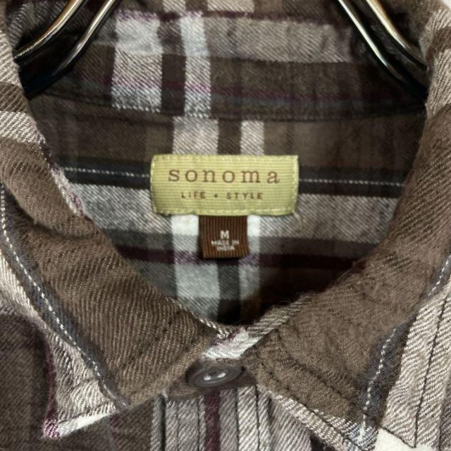 sonoma(ソノマ)のsonoma ソノマ ネルシャツ チェック 輸入品 タイト 薄手 ブラウン系 メンズのトップス(シャツ)の商品写真