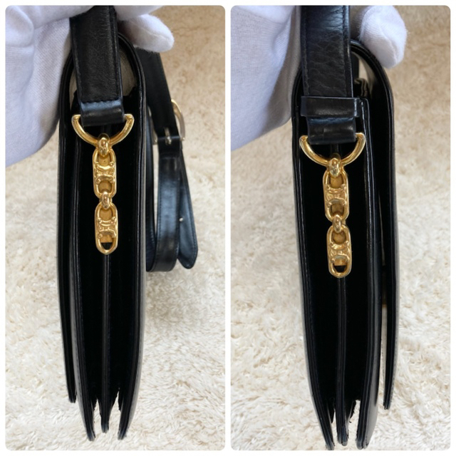 CELINE - 【入手困難】CELINE レザー ショルダーバッグ ブラック CELINE - 【入手困難】CELINE レザー ショルダーバッグ ブラック