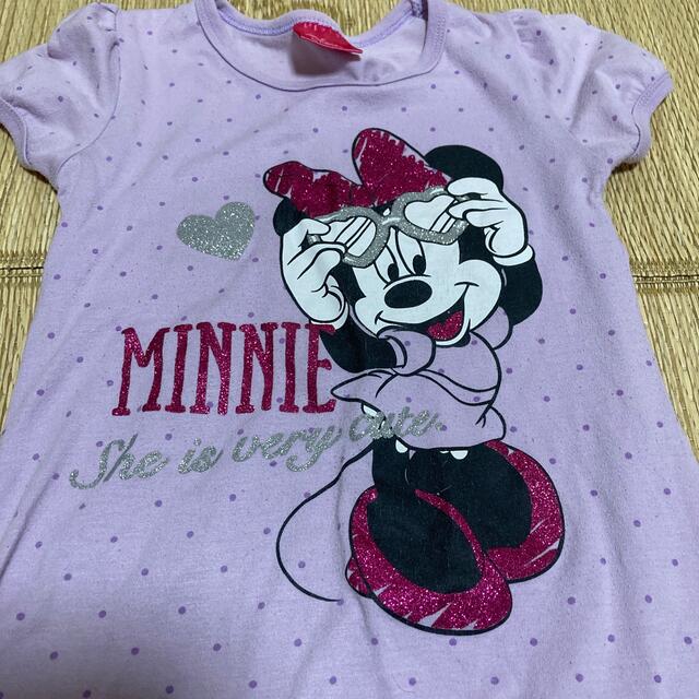 Disney - 130 ロングワンピース ミニーちゃん ドット 紫 Disney - 130 ロングワンピース ミニーちゃん ドット 紫