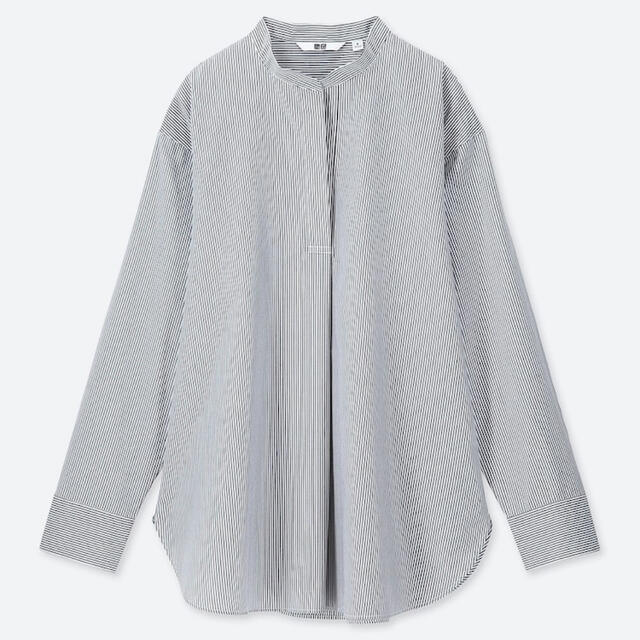 UNIQLO(ユニクロ)の【中古品】エクストラファインコットンスタンドカラーシャツ【UNIQLO】 レディースのトップス(シャツ/ブラウス(長袖/七分))の商品写真