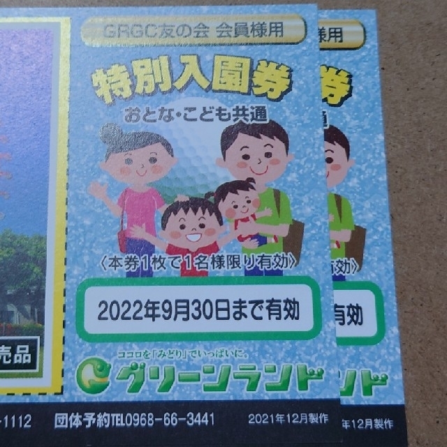 三井グリーンランド【熊本県】特別入園券 2枚セット チケットの施設利用券(遊園地/テーマパーク)の商品写真