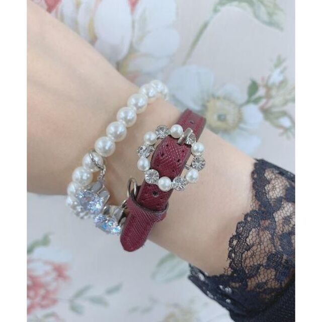 Swankiss(スワンキス)の新品 完売品 Swankiss SG Glitter bangle ボルドー レディースのアクセサリー(ブレスレット/バングル)の商品写真