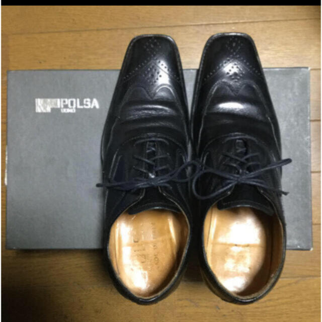 値下げPOLSA UOMO イタリアブランド WING TIP 本革レザー靴美品