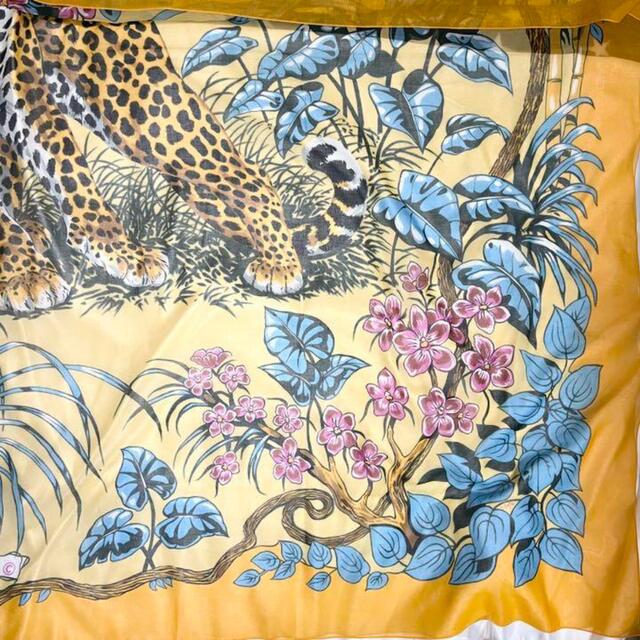 美品 エルメス HERMES 超大判スカーフ 動物柄 イエロー レア カレ140