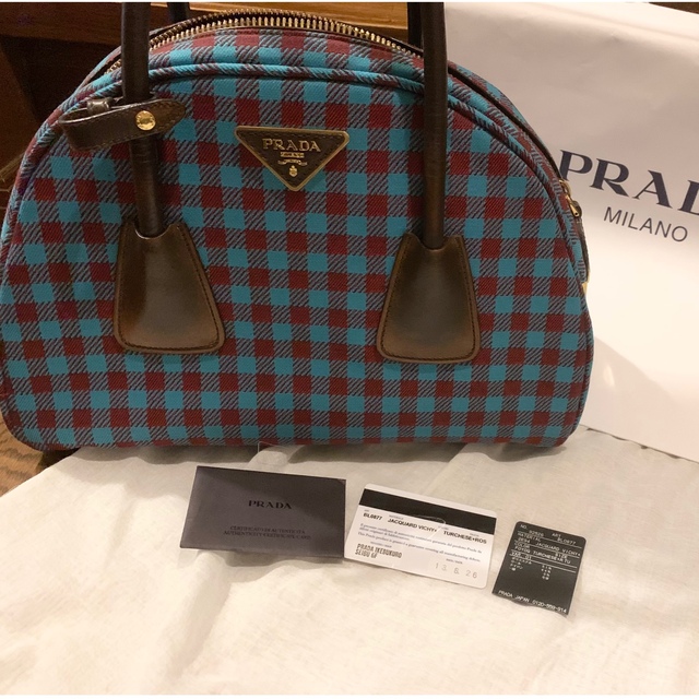 激レア☆ PRADA プラダ  チェック ボーリングバッグ 紗栄子