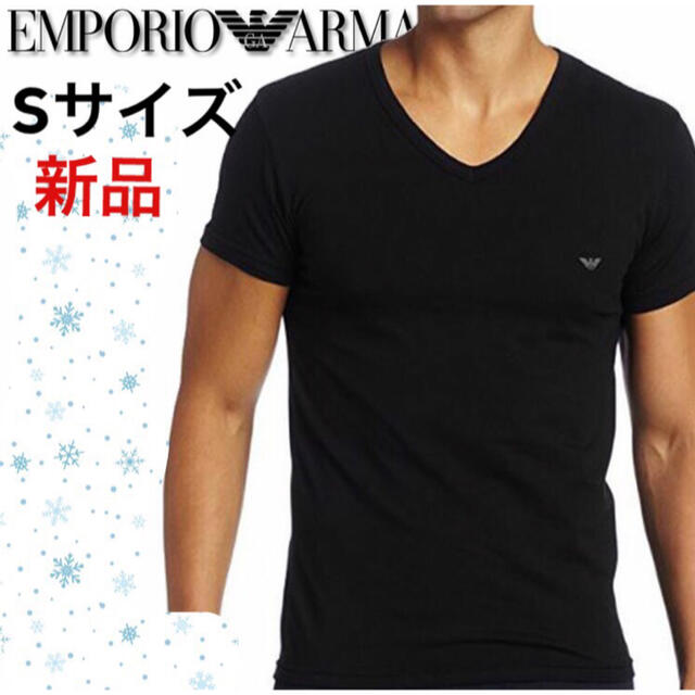 Emporio Armani(エンポリオアルマーニ)の【新品】アルマーニ メンズ半袖Ｔシャツ　110856 ブラック 黒　Sサイズ メンズのトップス(Tシャツ/カットソー(半袖/袖なし))の商品写真