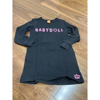 ベビードール(BABYDOLL)のベビードール  黒　プリント　トレーナーワンピース　130(ワンピース)