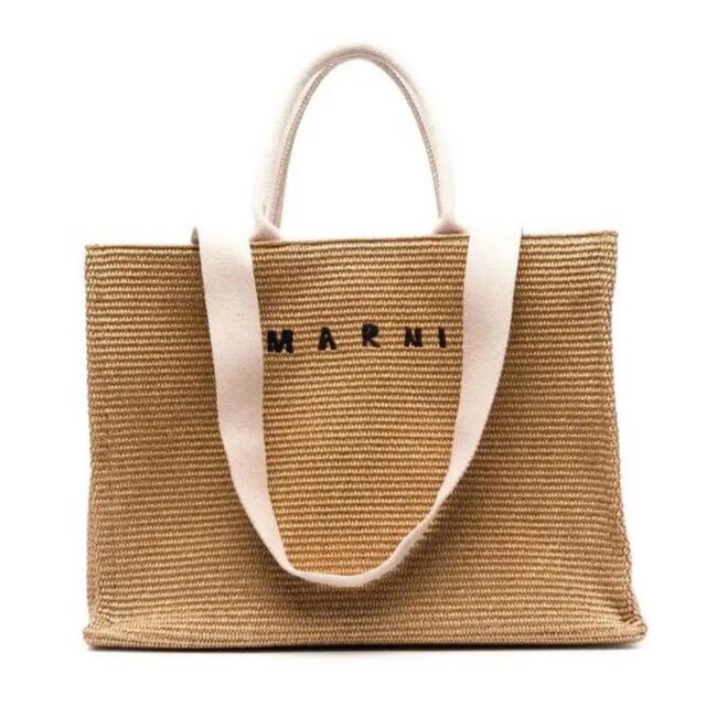 新品未使用！送料込み☆MARNI☆ロゴ刺繍ラフィア・トートバッグ-