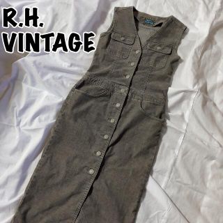 ロンハーマン(Ron Herman)のR.H.VINTAGE コーデュロイワンピース ジャンパースカート ロゴボタン(ひざ丈ワンピース)