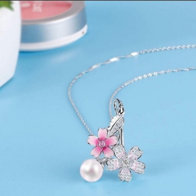 かわいい 桜 花 さくら 和風 淡水真珠 ネックレス…プレゼントに最適♪♪ レディースのアクセサリー(ネックレス)の商品写真