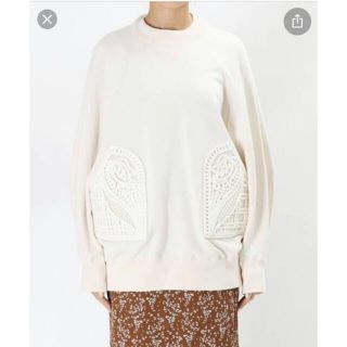 マメ(mame)の【4/2まで】Embroidered Over Size Sweat ホワイト(トレーナー/スウェット)