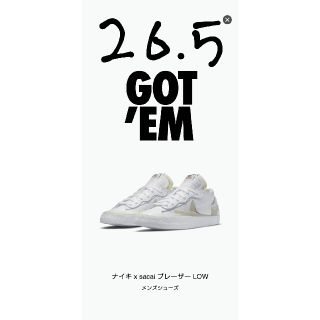 サカイ(sacai)のNIKE sacai ブレーザー　WHITE　26.5cm(スニーカー)