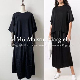 エムエムシックス(MM6)の2021AW MM6メゾン マルジェラ トロンプユイル Tシャツ ワンピース M(ロングワンピース/マキシワンピース)