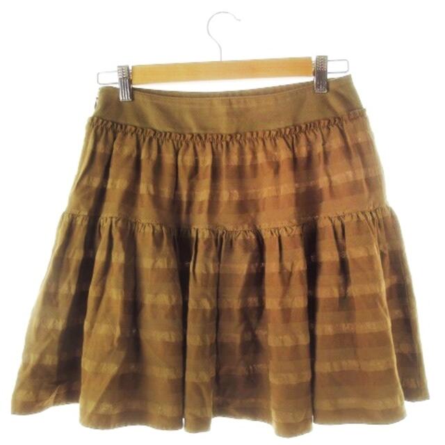 IENA(イエナ)のイエナ IENA スカート フレア ミニ コットン ボーダー 38 茶 ブラウン レディースのスカート(ミニスカート)の商品写真