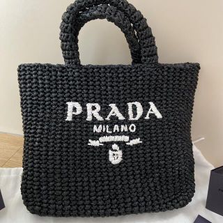 PRADA - 新品未使用品 PRADA プラダ スモールラフィアトートバッグ