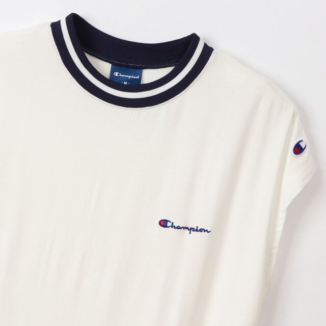 Champion(チャンピオン)の新品 L チャンピオン レディース フレンチスリーブ ワンピース ホワイト 白 レディースのワンピース(ひざ丈ワンピース)の商品写真