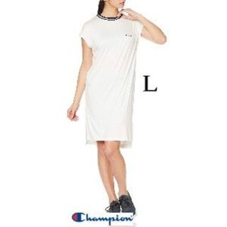 チャンピオン(Champion)の新品 L チャンピオン レディース フレンチスリーブ ワンピース ホワイト 白(ひざ丈ワンピース)