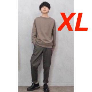 ユニクロ(UNIQLO)のワイドフィットスウェットシャツ（長袖）XL　カーキ　UNIQLOU　新品未使用(スウェット)