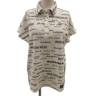 マンシングウェア(Munsingwear)のマンシングウェア ポロシャツ ゴルフ ウエア 半袖 総柄 速乾 M 白ホワイト(ウエア)