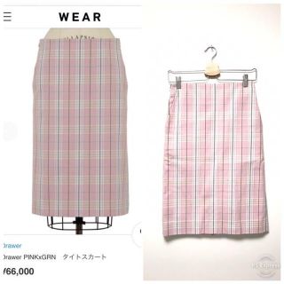 Drawer 薄ピンクチェックタイトスカート-eastgate.mk