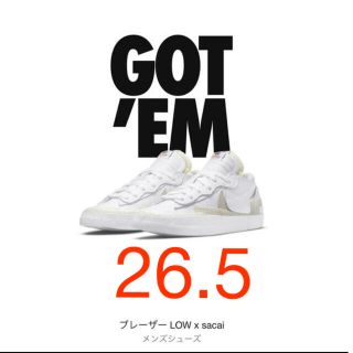 ナイキ(NIKE)のsacai×Blazer Low White Patent Leather (スニーカー)